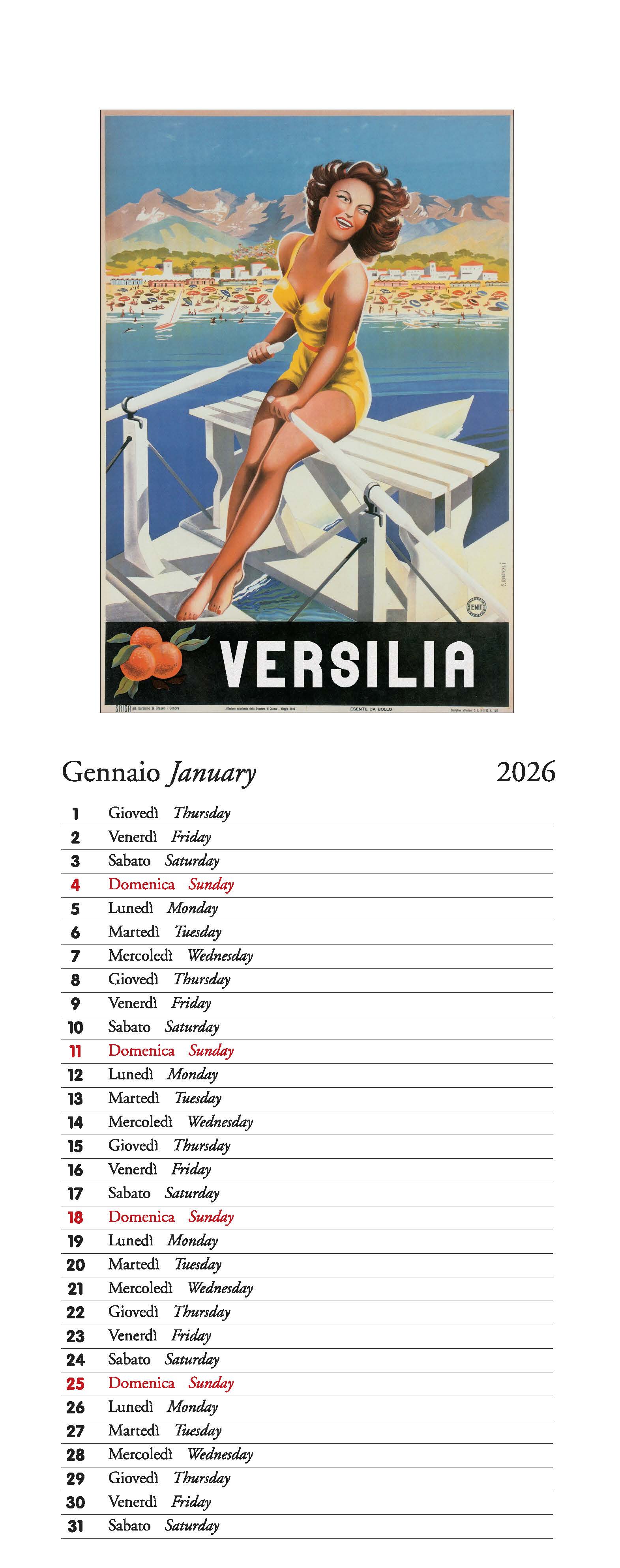 2026 Vacanze Italiane - Slim Wall Calendar