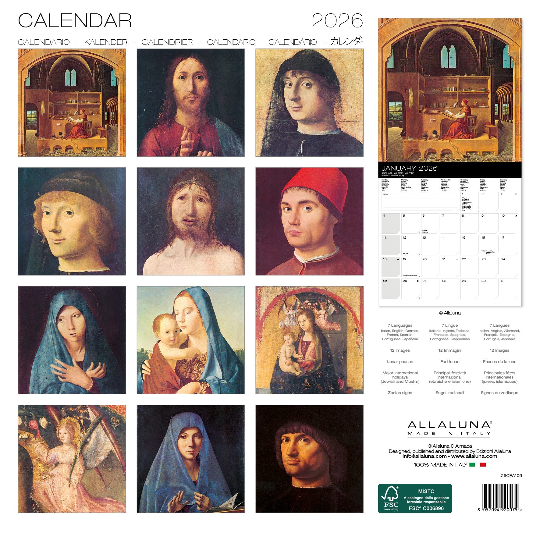 2026 Antonello Da Messina - Square Wall Calendar