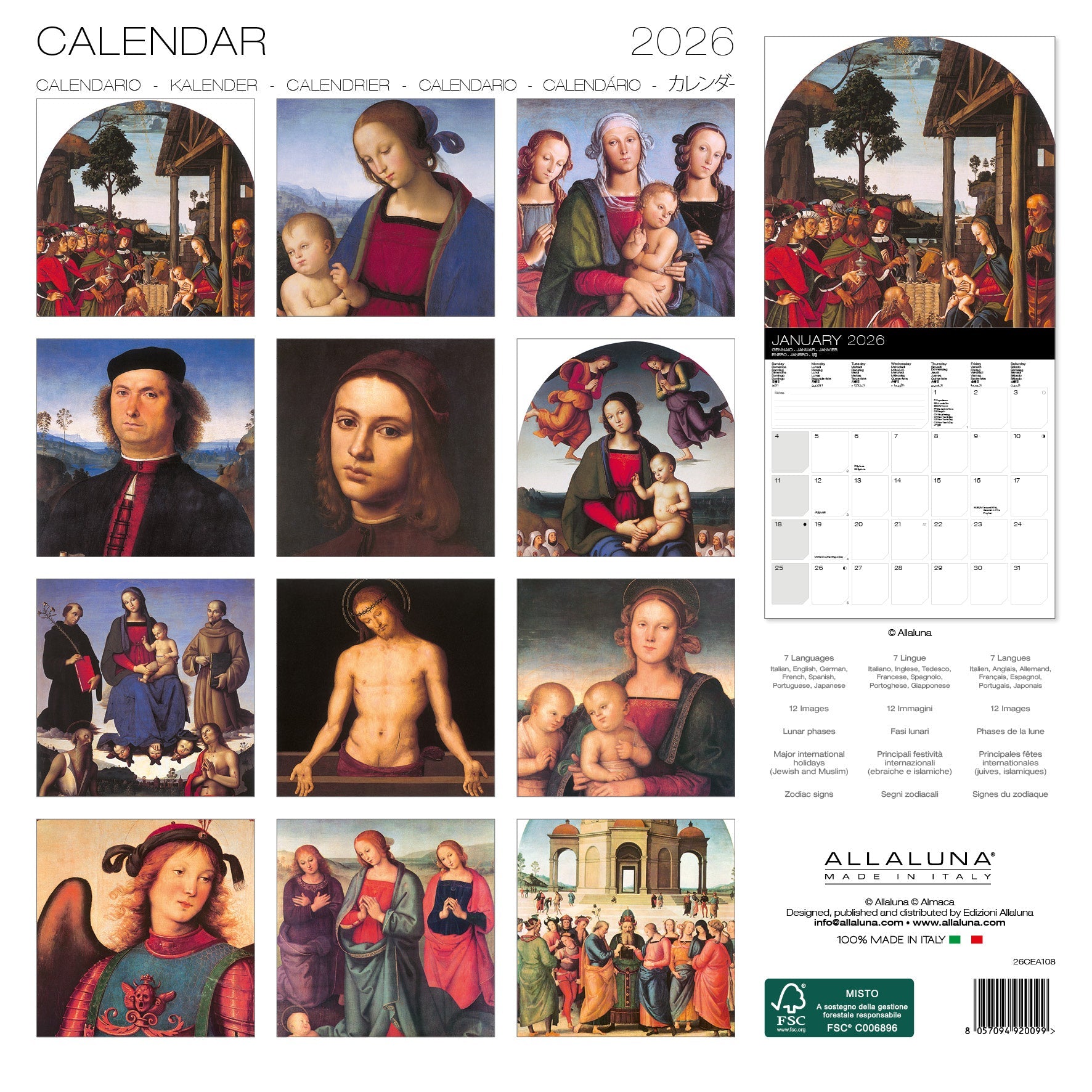 2026 Perugino-Pietro Vannucci - Square Wall Calendar