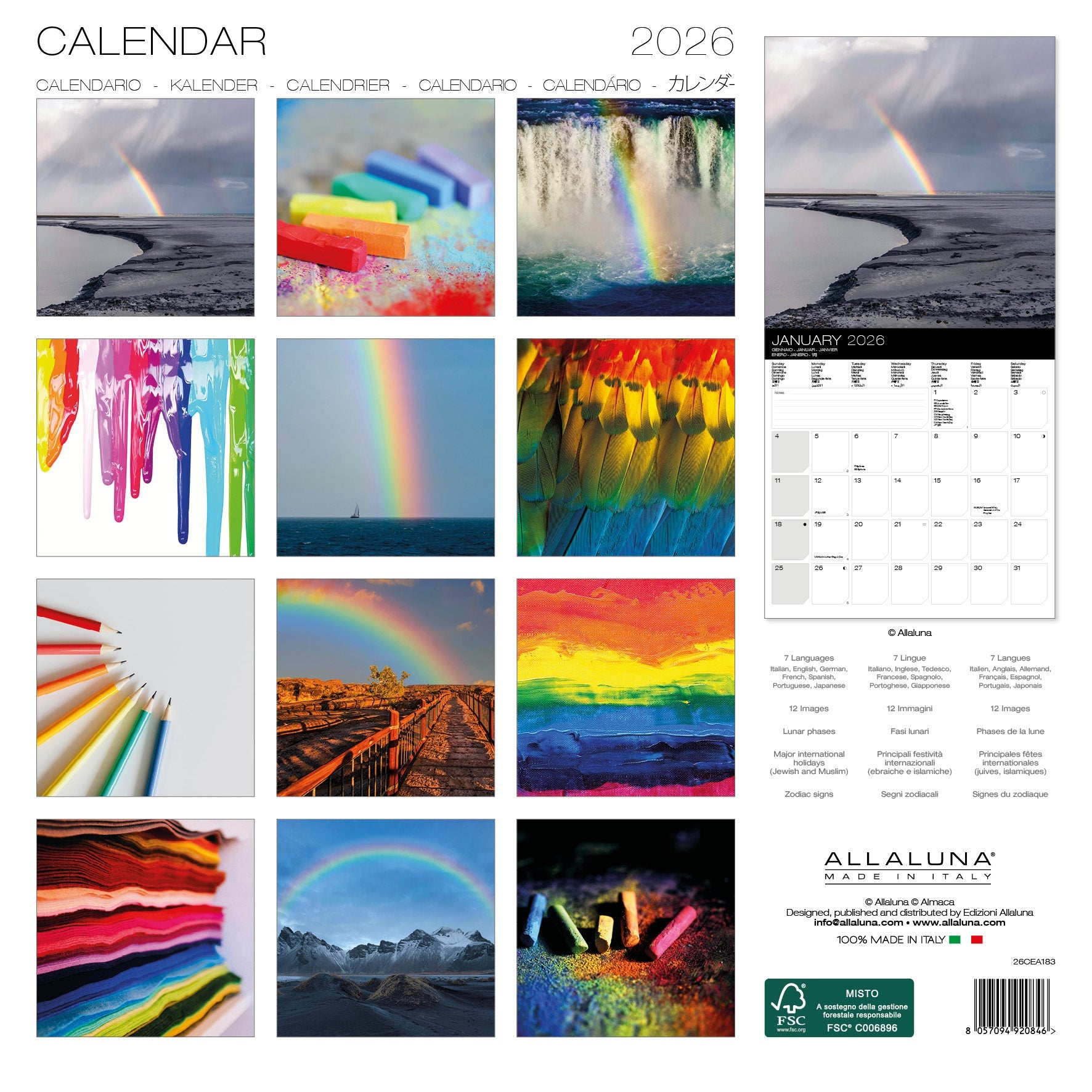 2026 Rainbows - Square Wall Calendar