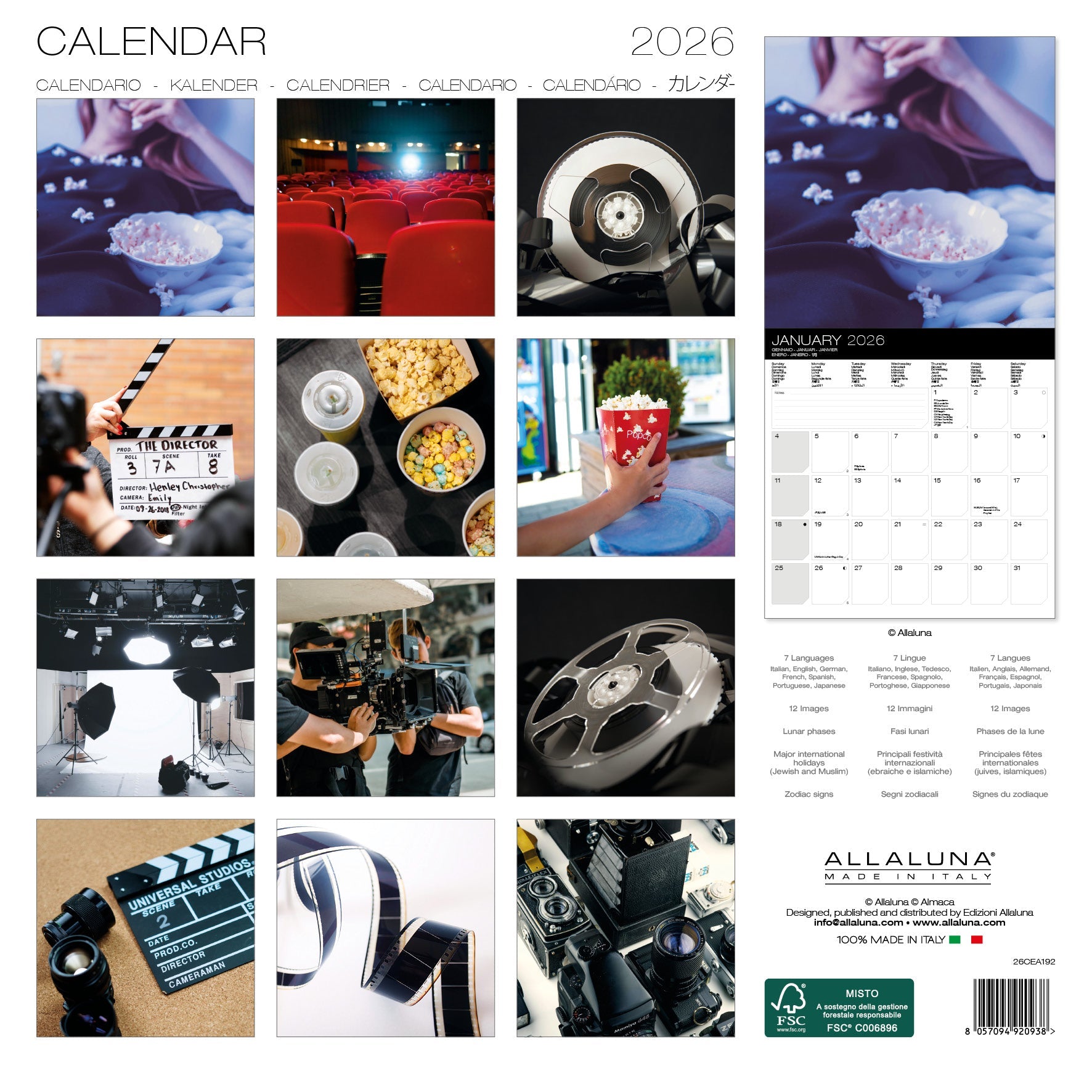 2026 Cinema - Square Wall Calendar