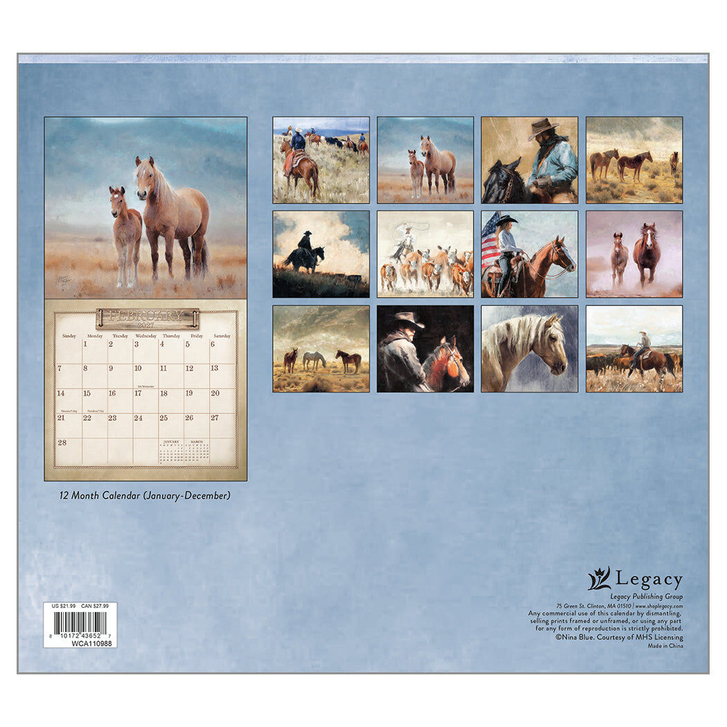 2027 Home On The Range - Deluxe Wall Calendar by Nina Blue
