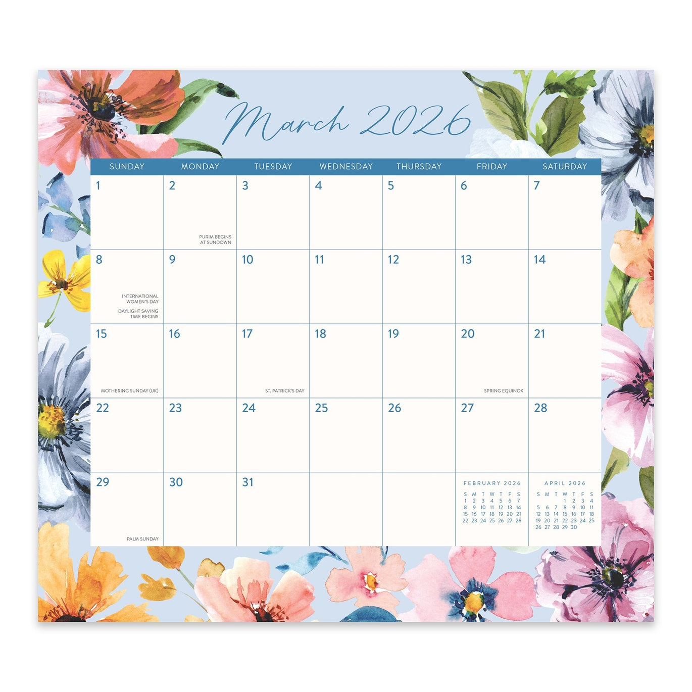 2026 Bella Flora - 17-Month Monthly Magnetic Pad Calendar