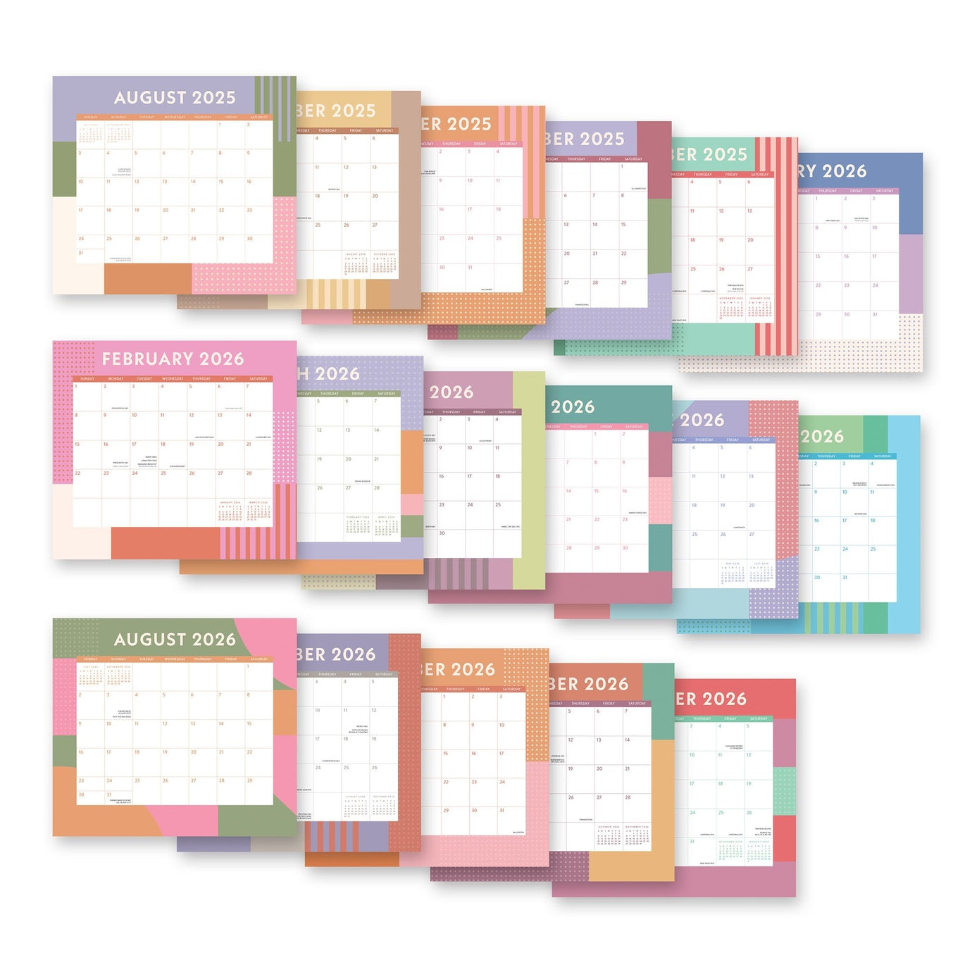 2026 Color Block - 17-Month Monthly Magnetic Pad Calendar