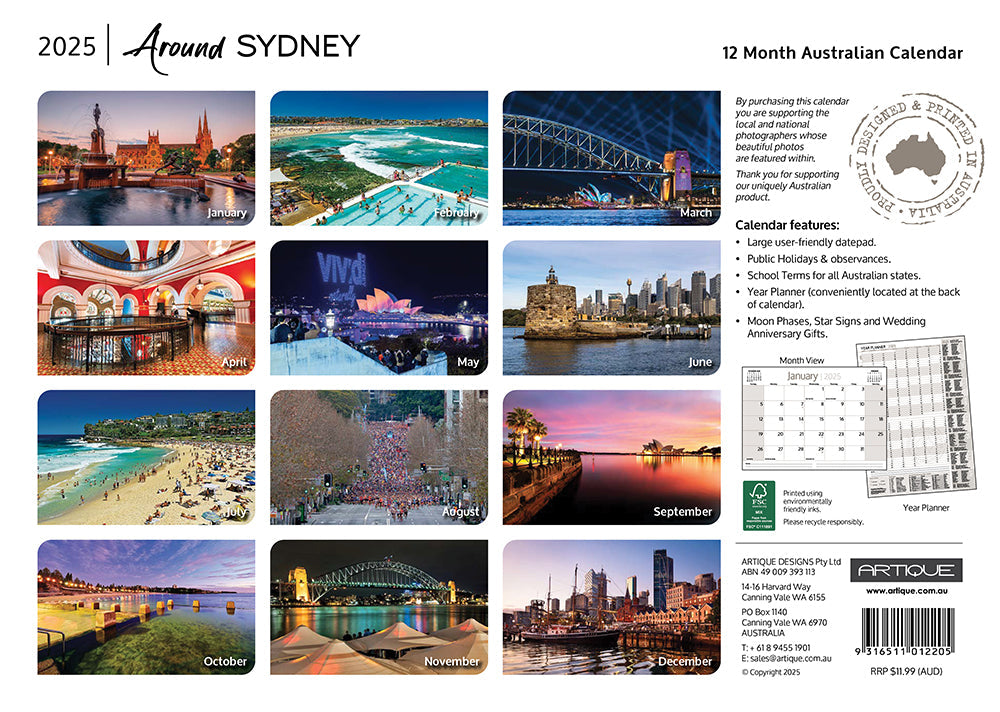 2026 Around Sydney - Horizontal Wall Calendar