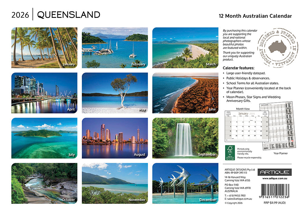 2026 Queensland - Horizontal Wall Calendar