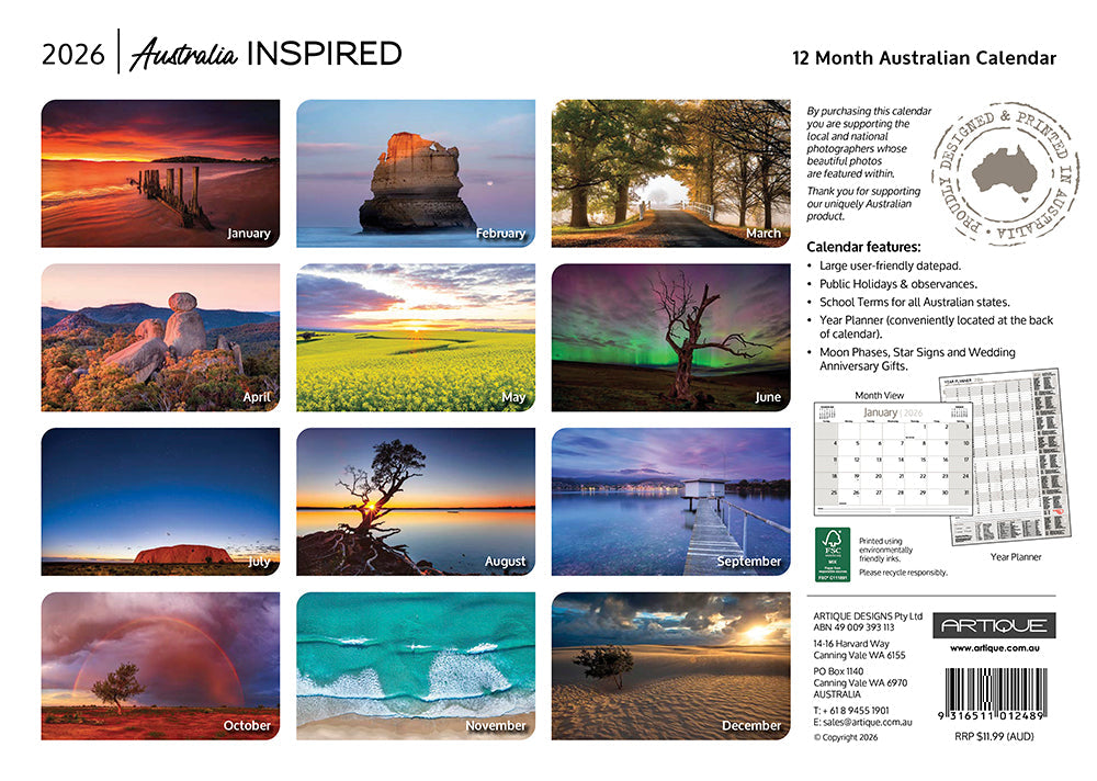 2026 Australia Inspired - Horizontal Wall Calendar