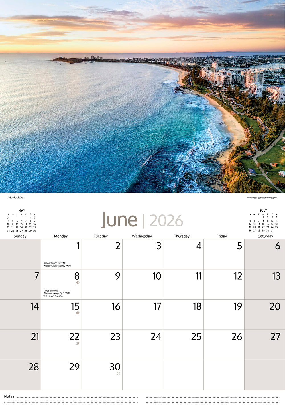 2026 Around Sunshine Coast - Horizontal Wall Calendar