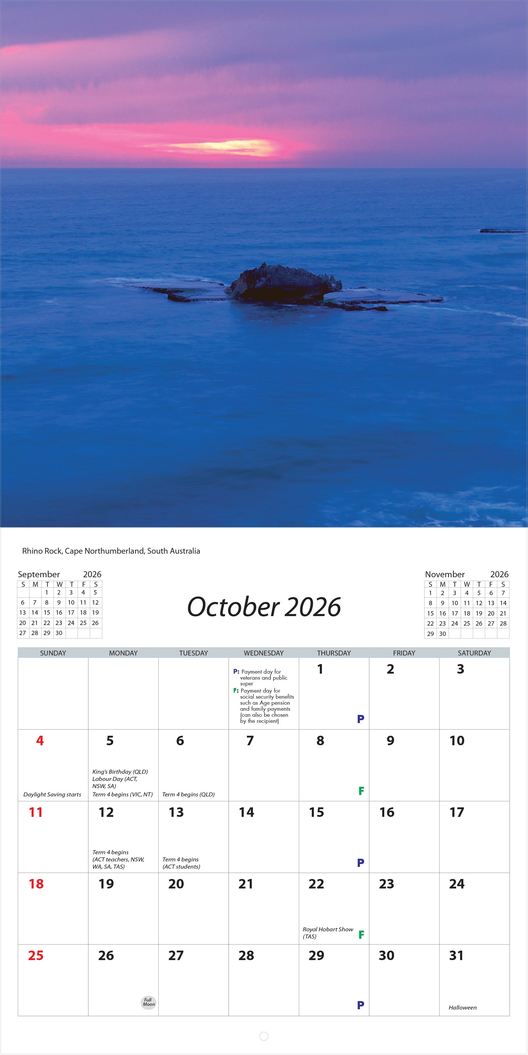 2026 Australian Seascapes - Square Wall Calendar