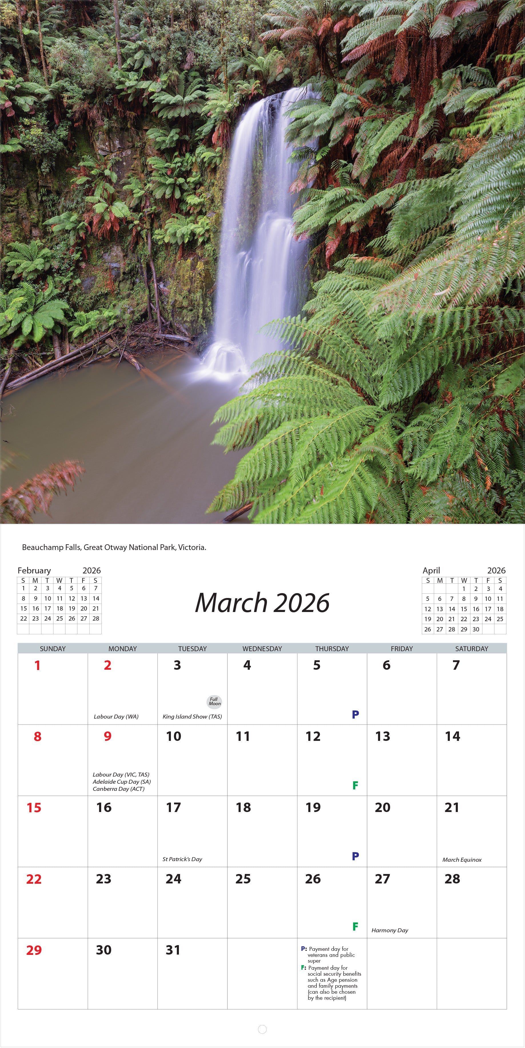 2026 Waterfalls Of Australia - Square Wall Calendar