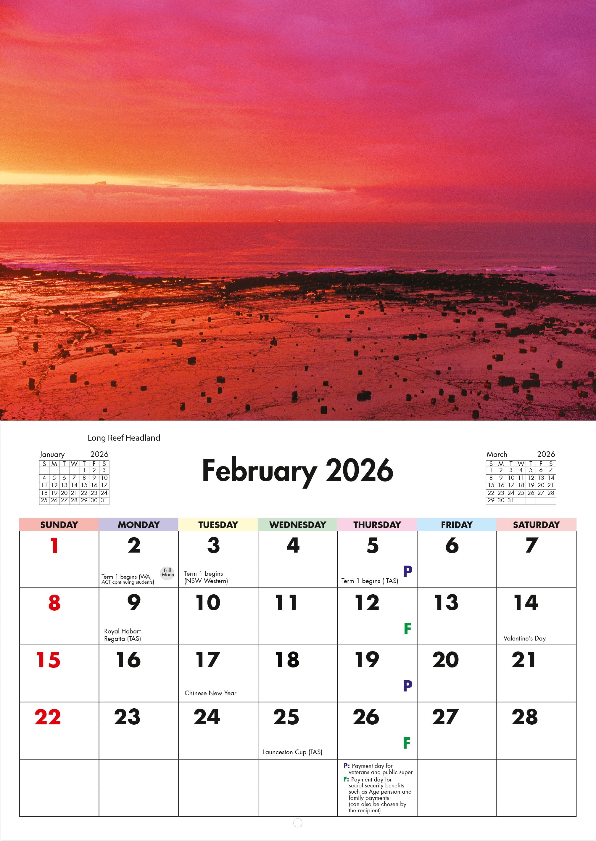 2026 Sydney Beaches - Horizontal Wall Calendar