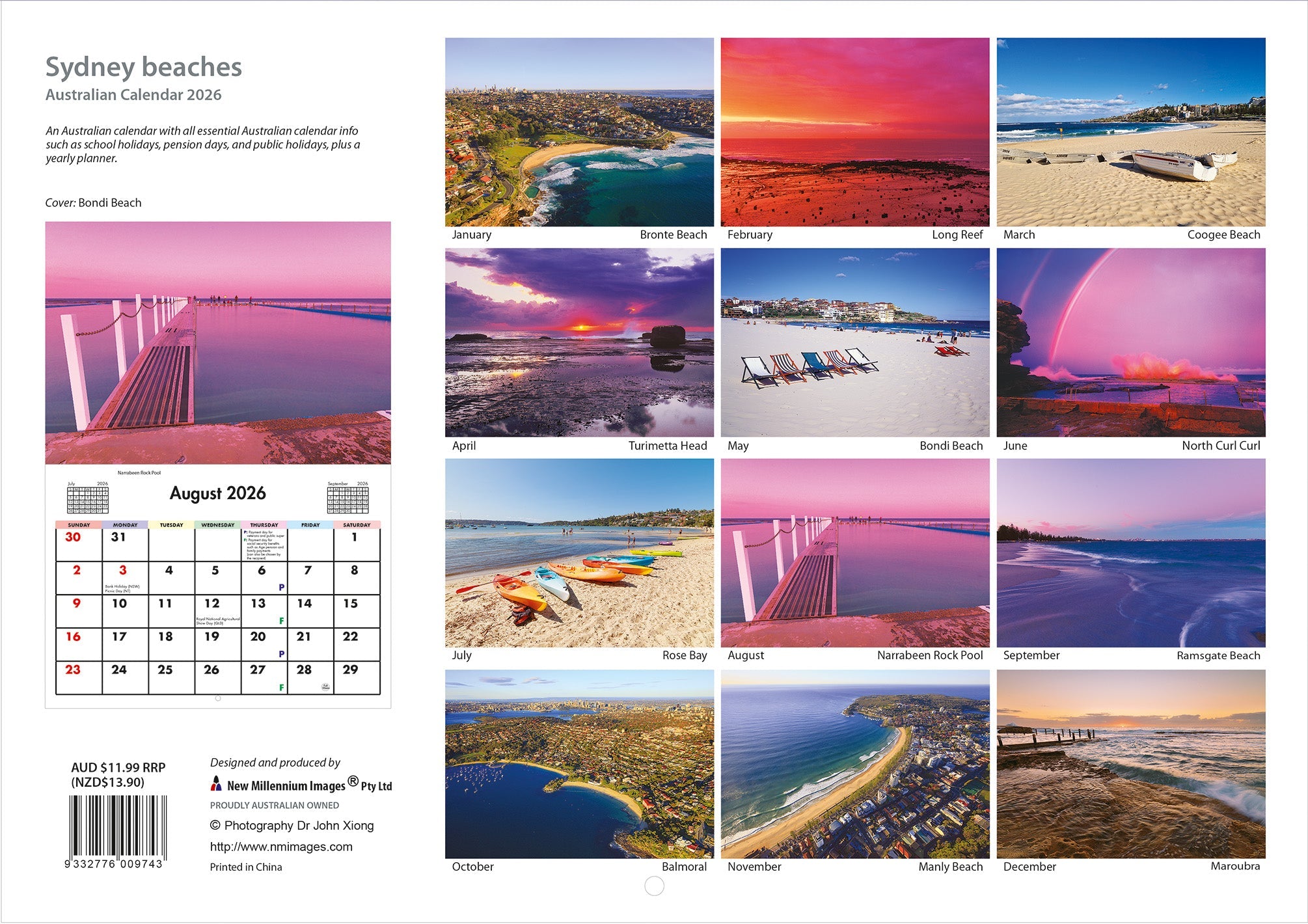 2026 Sydney Beaches - Horizontal Wall Calendar