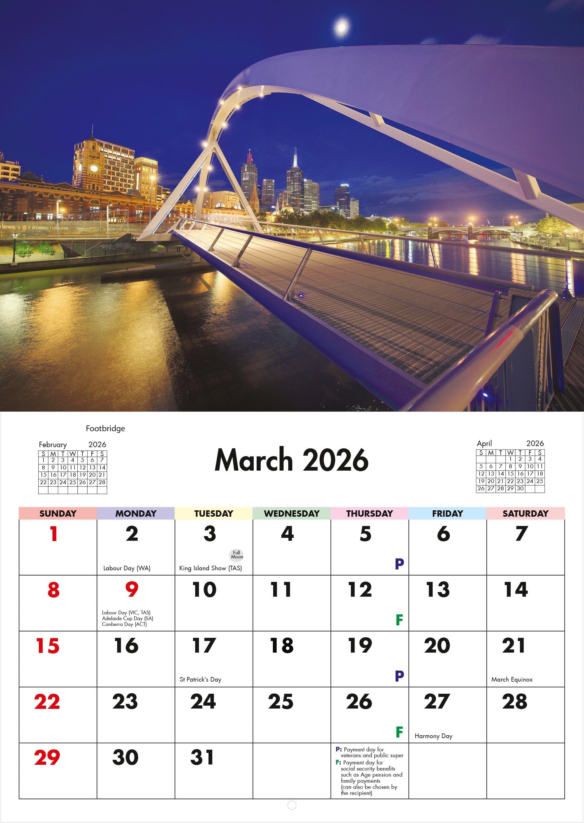 2026 Melbourne - Horizontal Wall Calendar