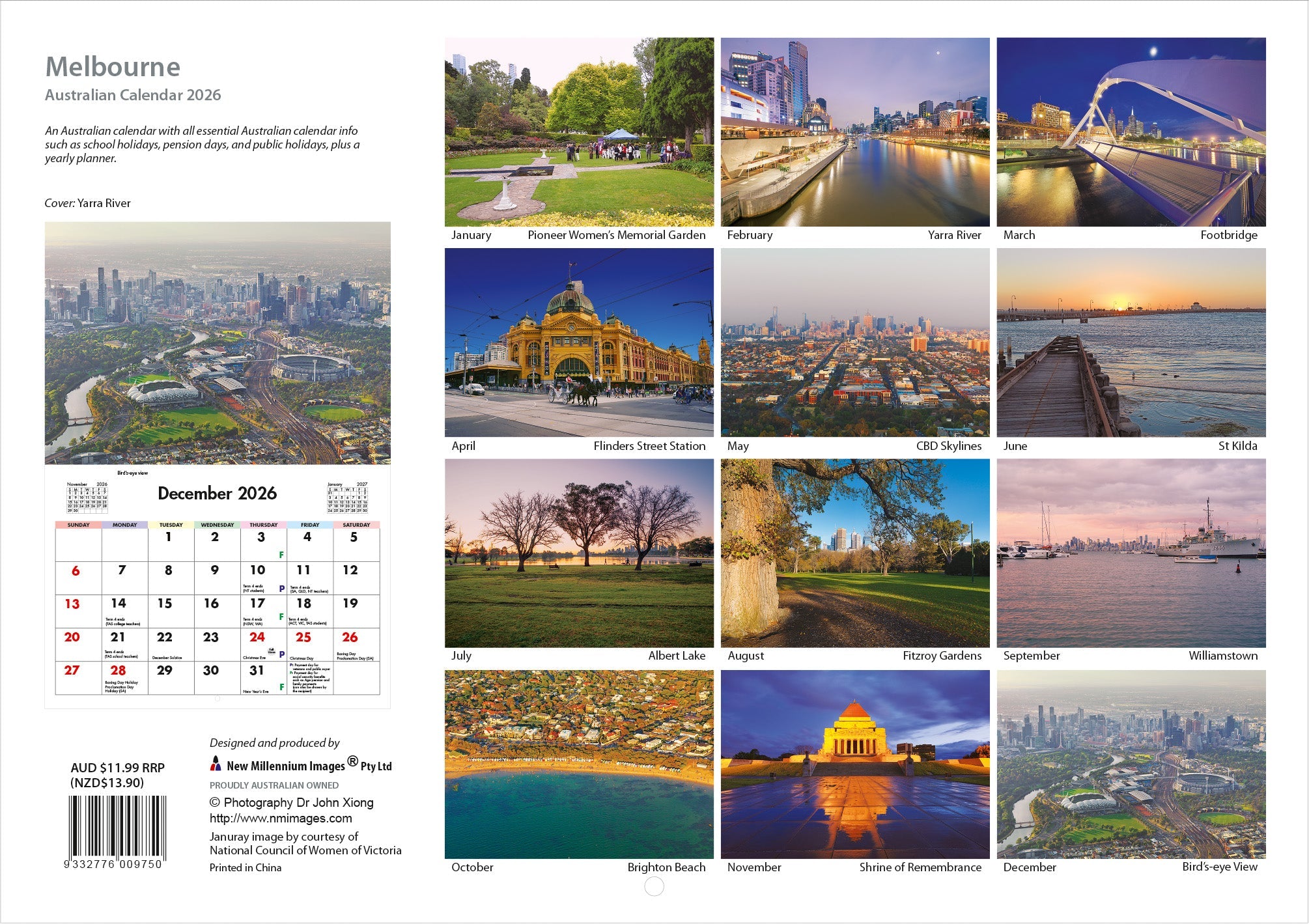2026 Melbourne - Horizontal Wall Calendar