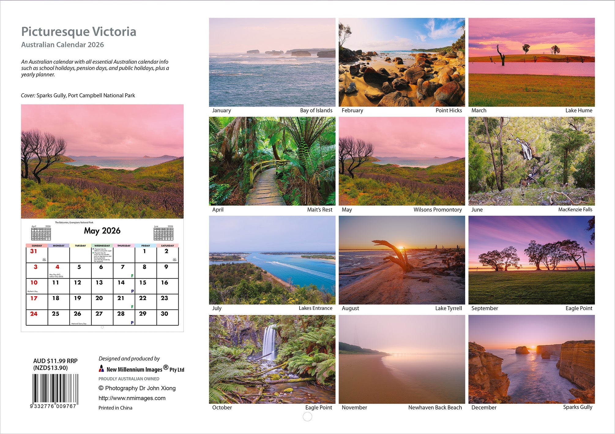 2026 Picturesque Victoria - Horizontal Wall Calendar