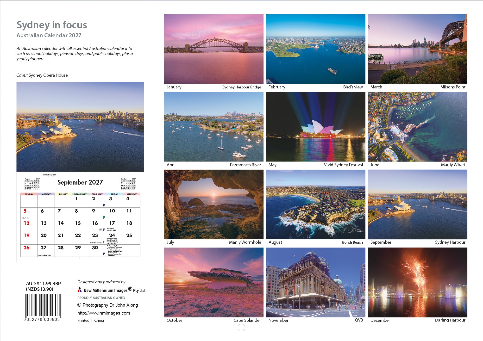 2027 Sydney In Focus - Horizontal Wall Calendar