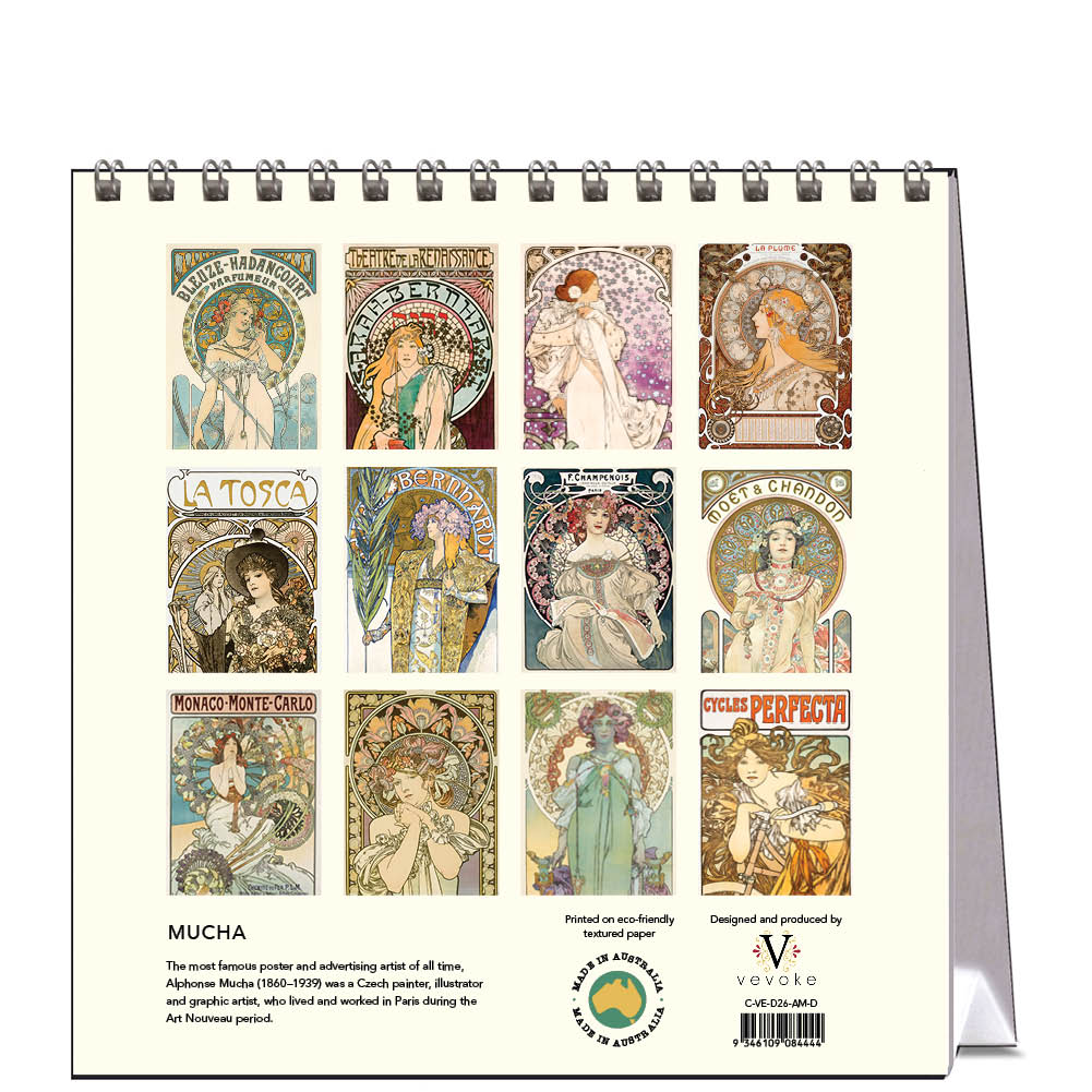 2026 Mucha - Desk Easel Calendar