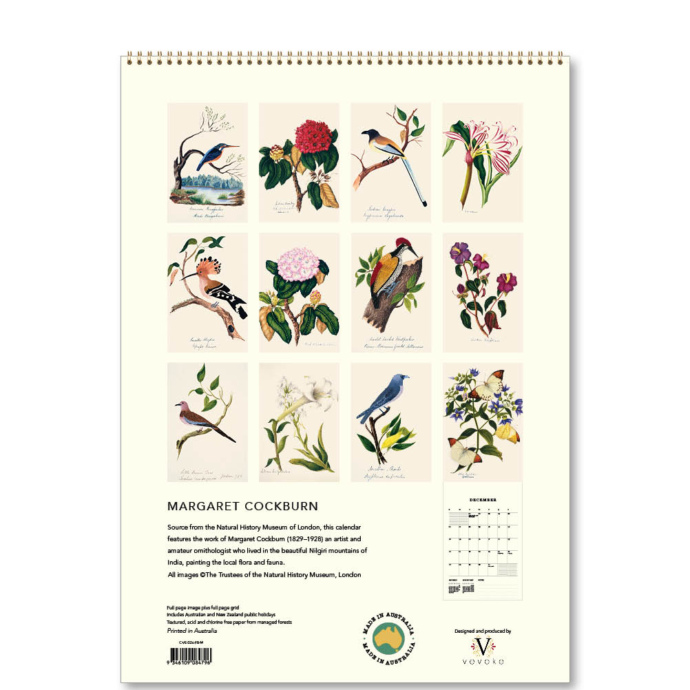 2026 Margaret Cockburn - Flowers and Birds - Deluxe Wall Calendar