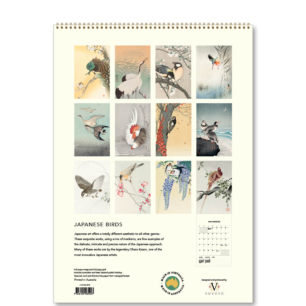 2026 Japanese Birds - Deluxe Wall Calendar