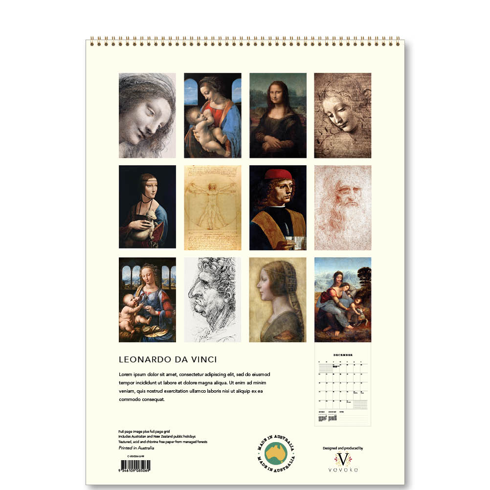 2026 Leonardo da Vinci - Deluxe Wall Calendar