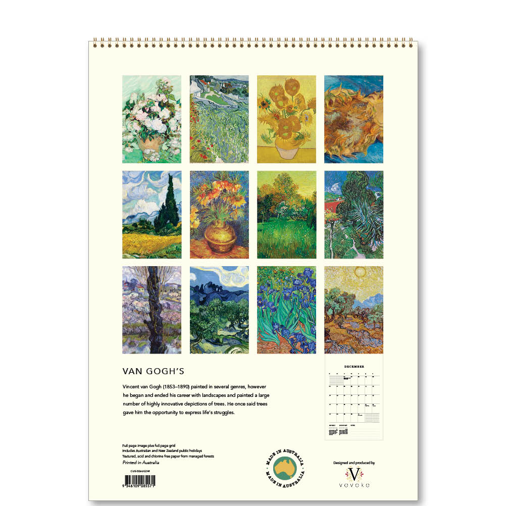 2026 Van Gogh's Trees and Flowers - Deluxe Wall Calendar