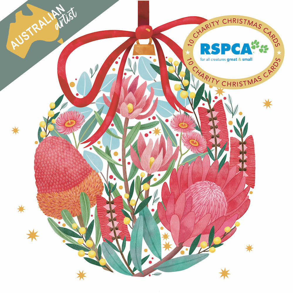 RSPCA - Floral Bauble - 10 Charity Christmas Cards Pack