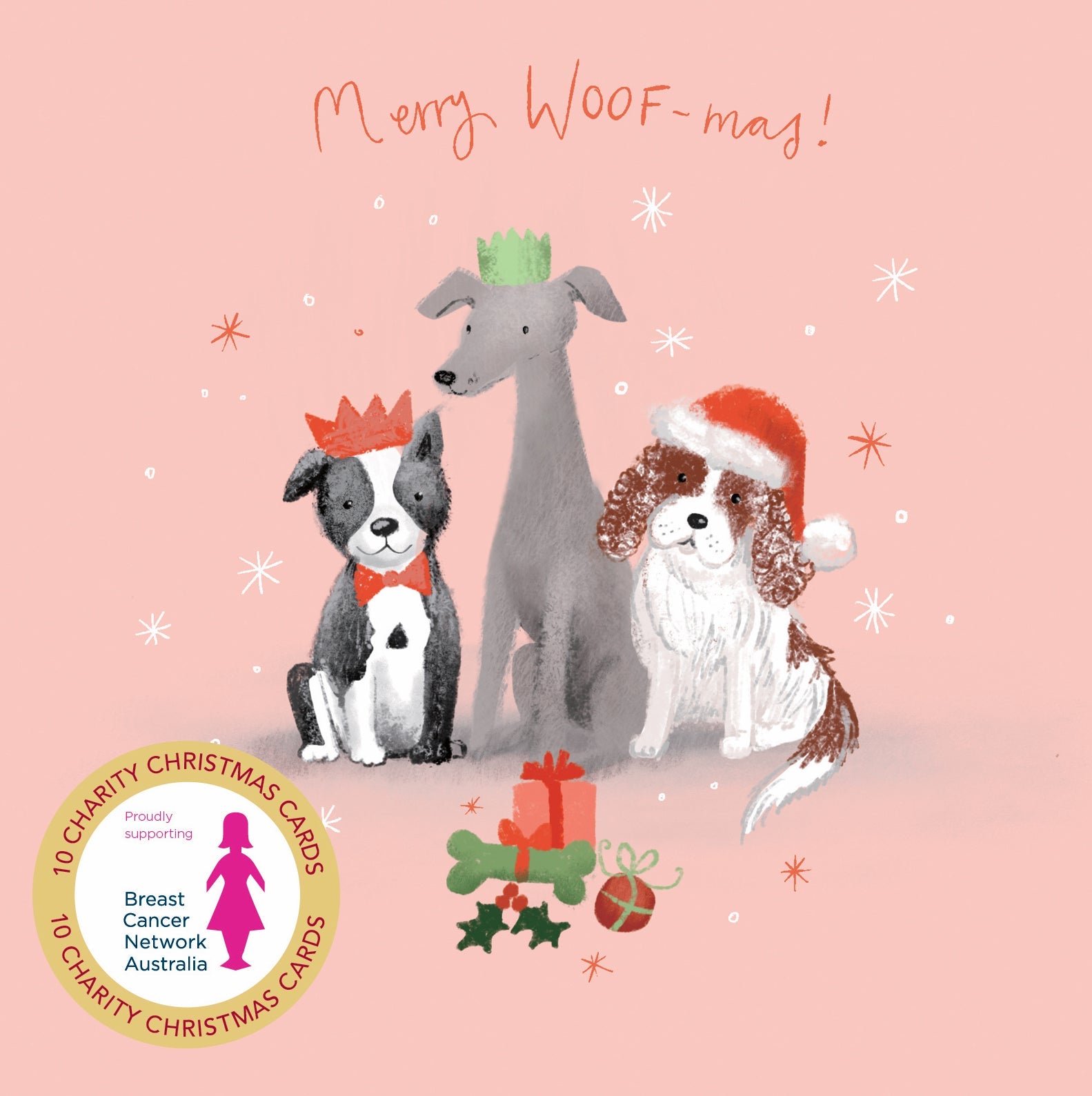 BCNA - Dog Presents - 10 Charity Christmas Cards Pack