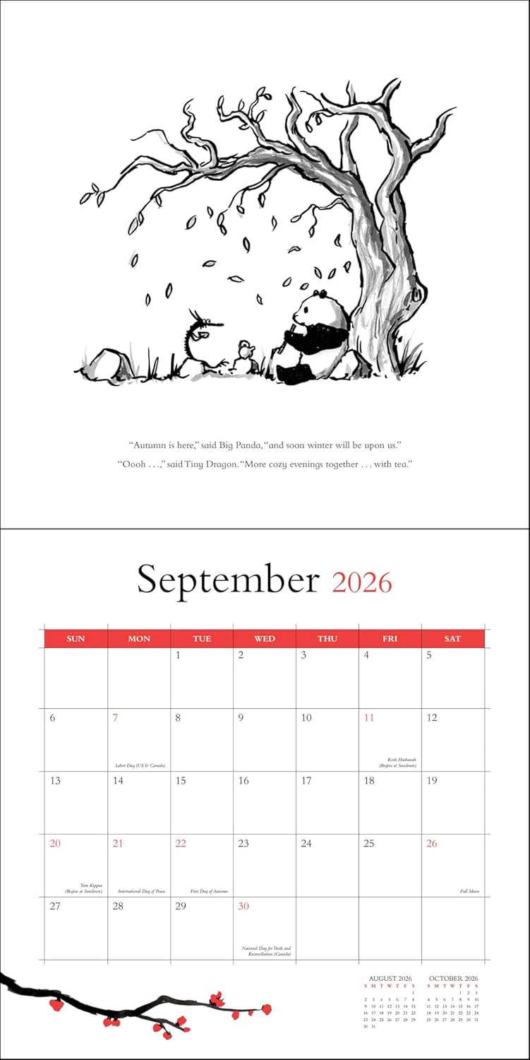 2026 Big Panda & Tiny Dragon - Square Wall Calendar