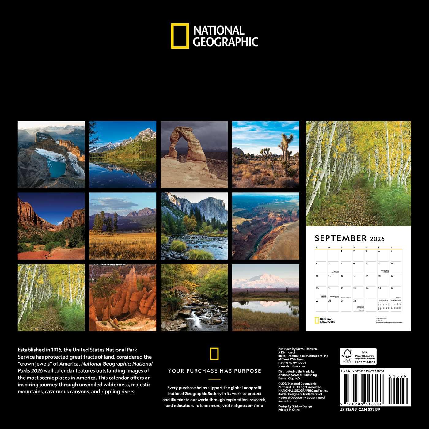 2026 National Parks: National Geographic - Square Wall Calendar