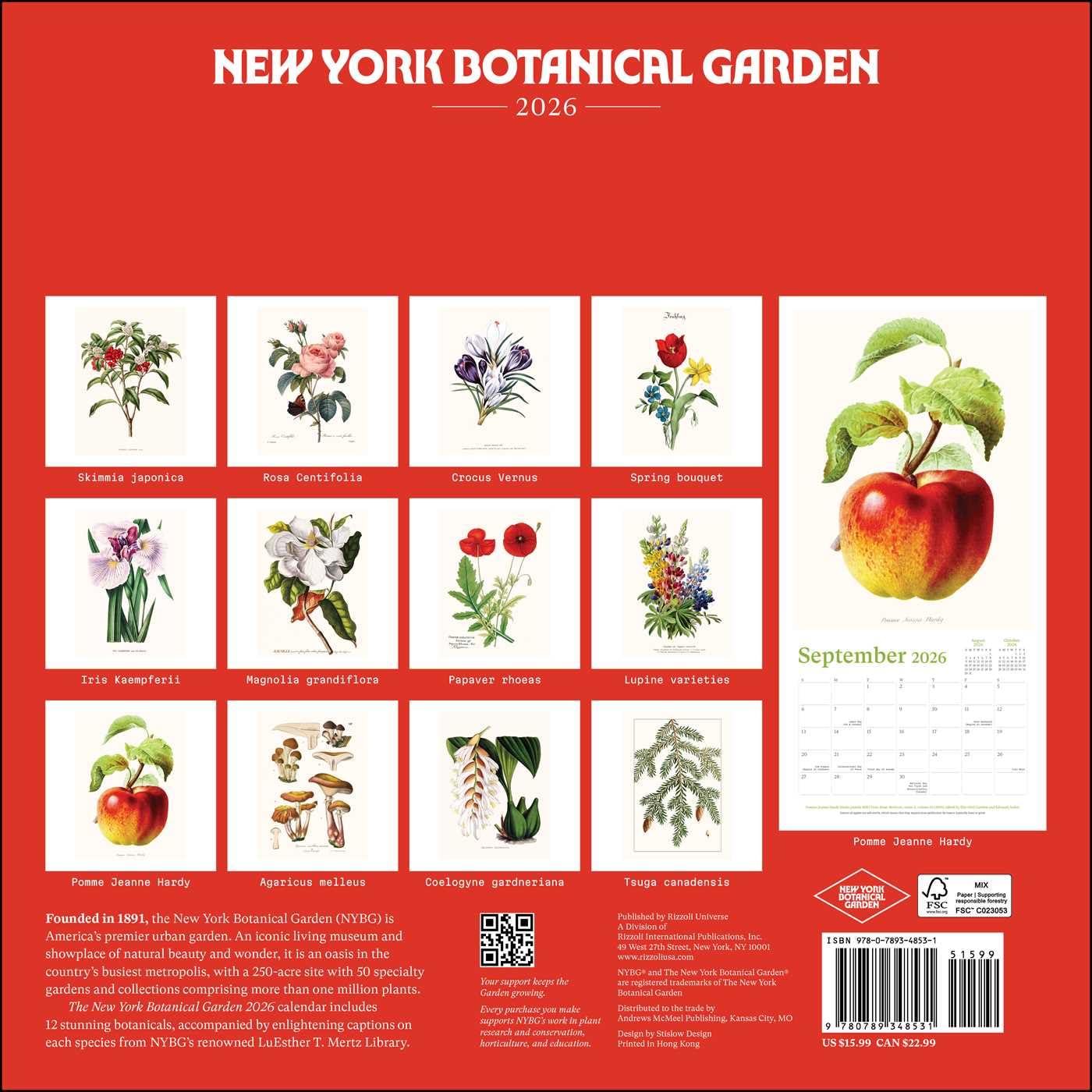 2026 New York Botanical Garden - Square Wall Calendar