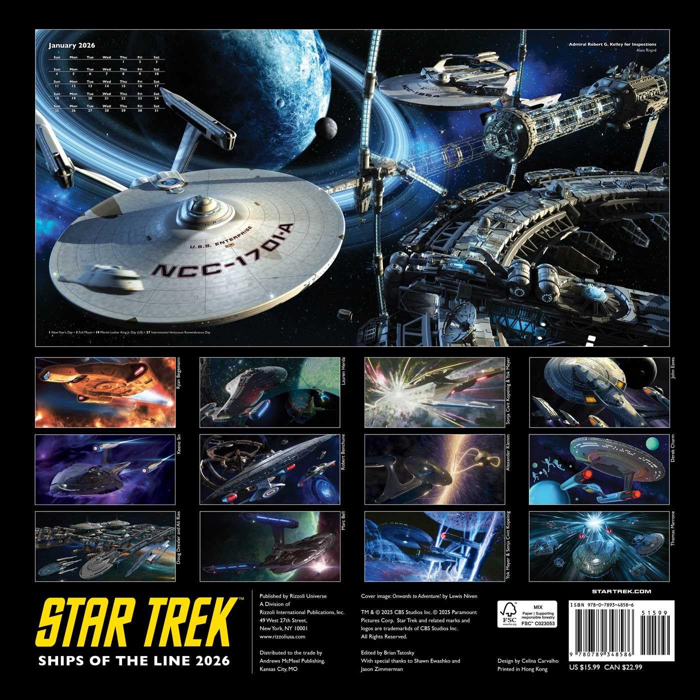 2026 Star Trek Ships Of The Line - Square Wall Calendar