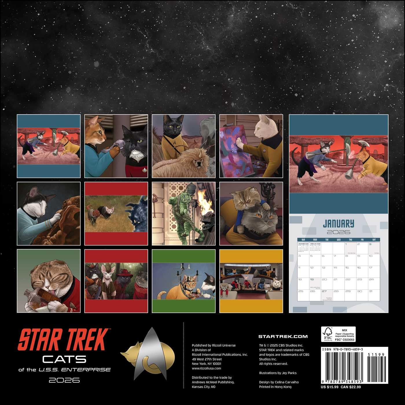 2026 Star Trek Cats - Square Wall Calendar
