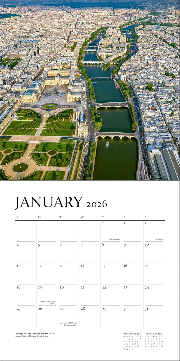 2026 Paris From the Air - Square Wall Calendar