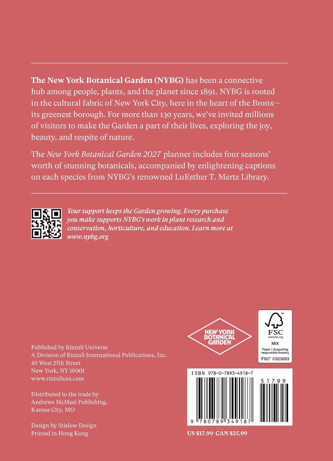 2027 New York Botanical Garden - Weekly and Monthly Diary/Planner