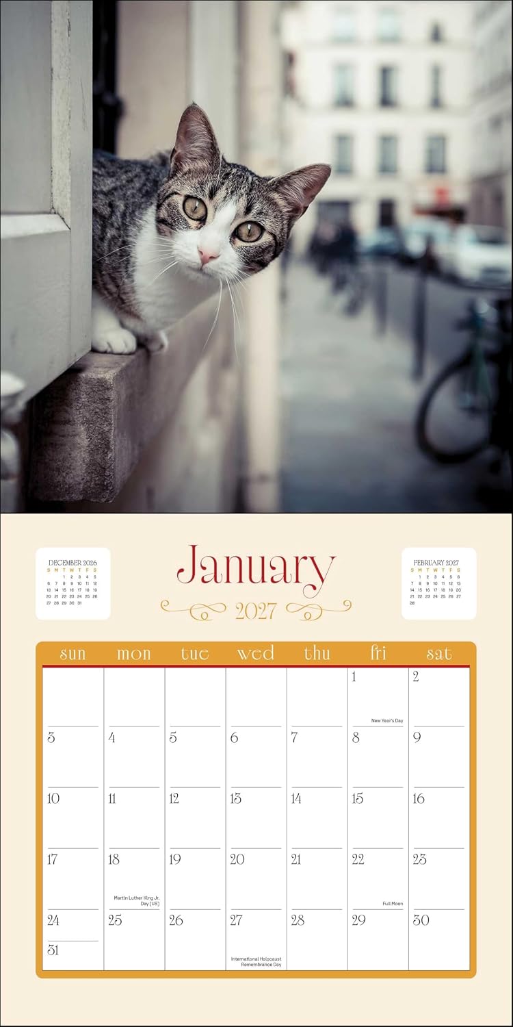 2027 Cats in Paris - Square Wall Calendar
