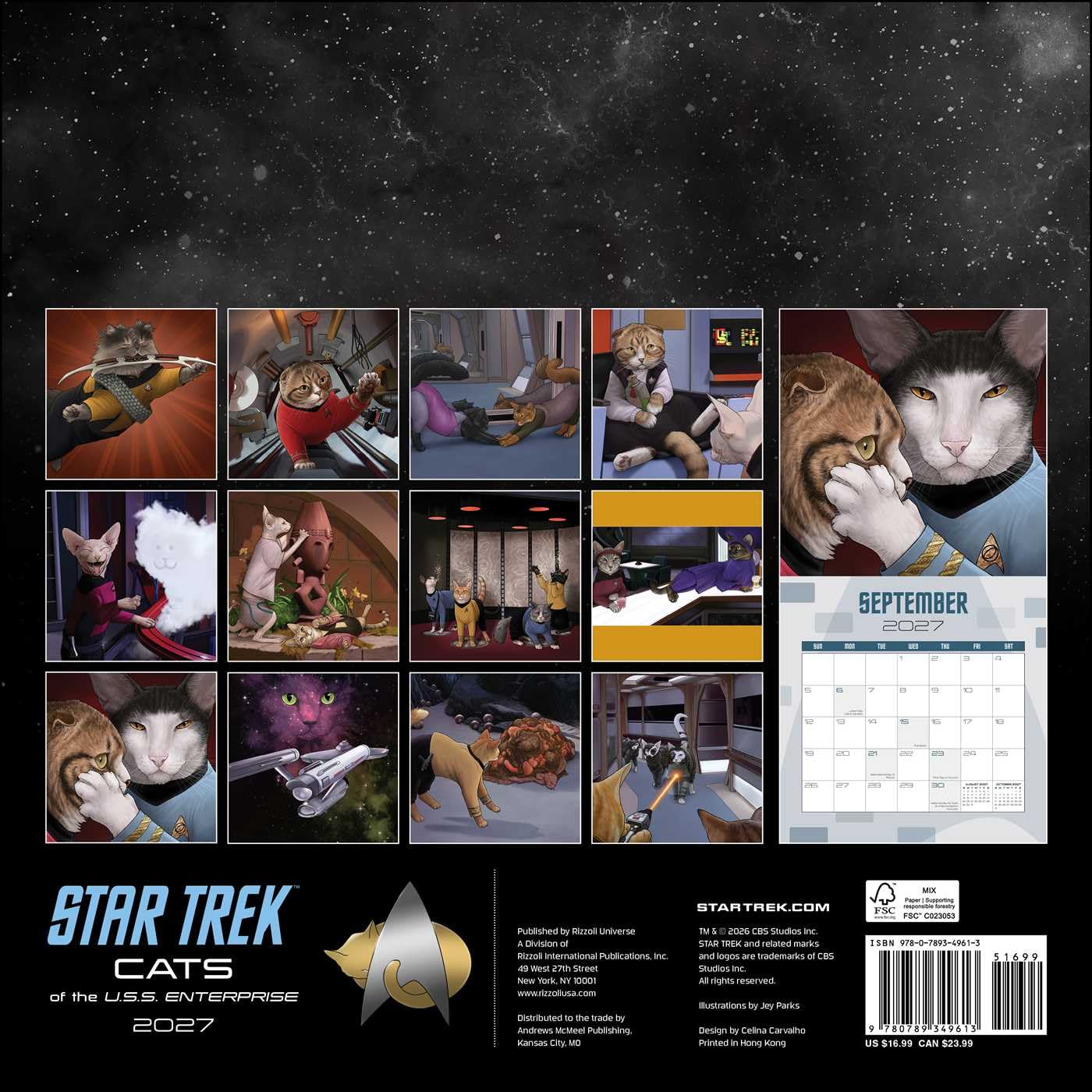 2027 Star Trek Cats - Square Wall Calendar