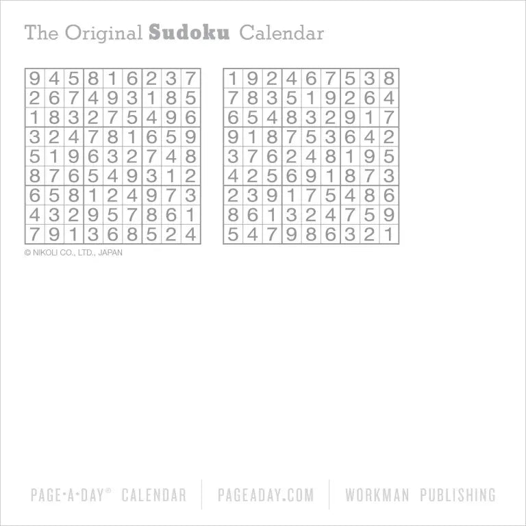 2027 Original Sudoku - Daily Boxed Page-A-Day Calendar