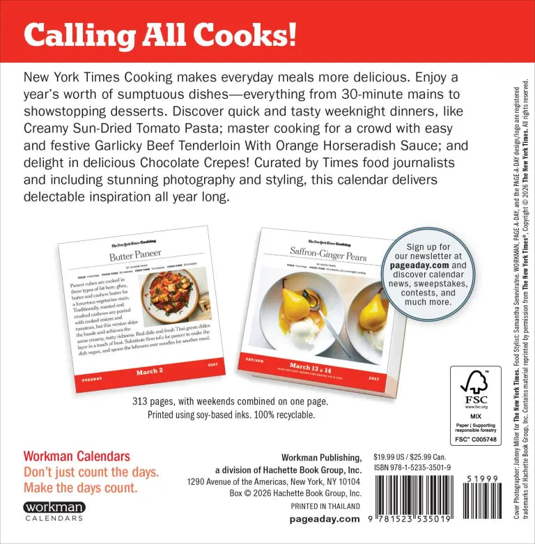 2027 New York Times Cooking - Daily Boxed Page-A-Day Calendar