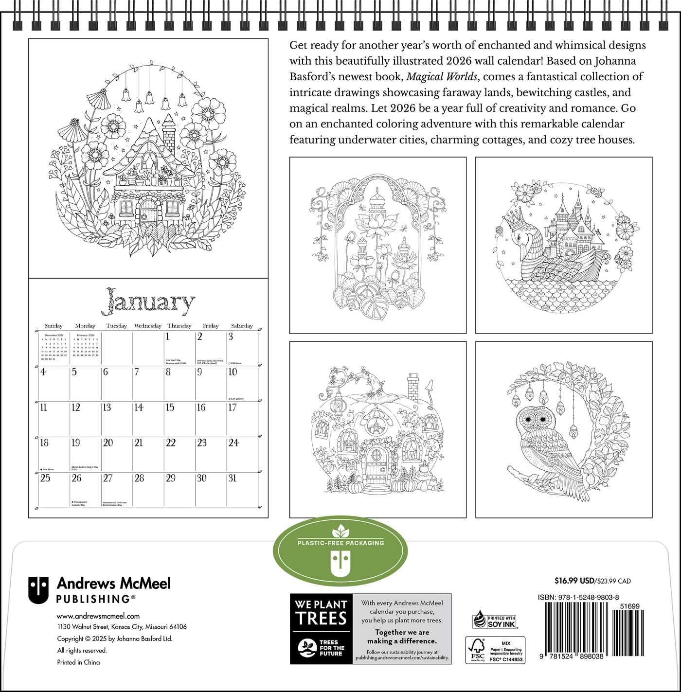 2026 Johanna Basford Coloring - Square Wall Calendar
