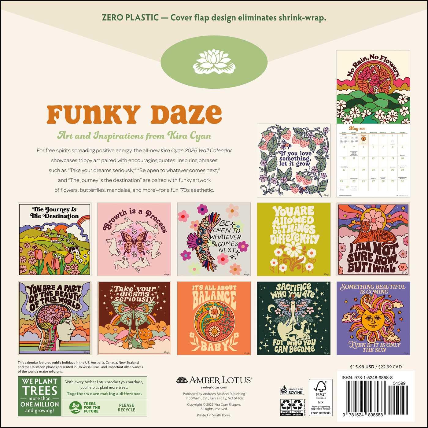 2026 Kira Cyan: Funky Daze - Square Wall Calendar