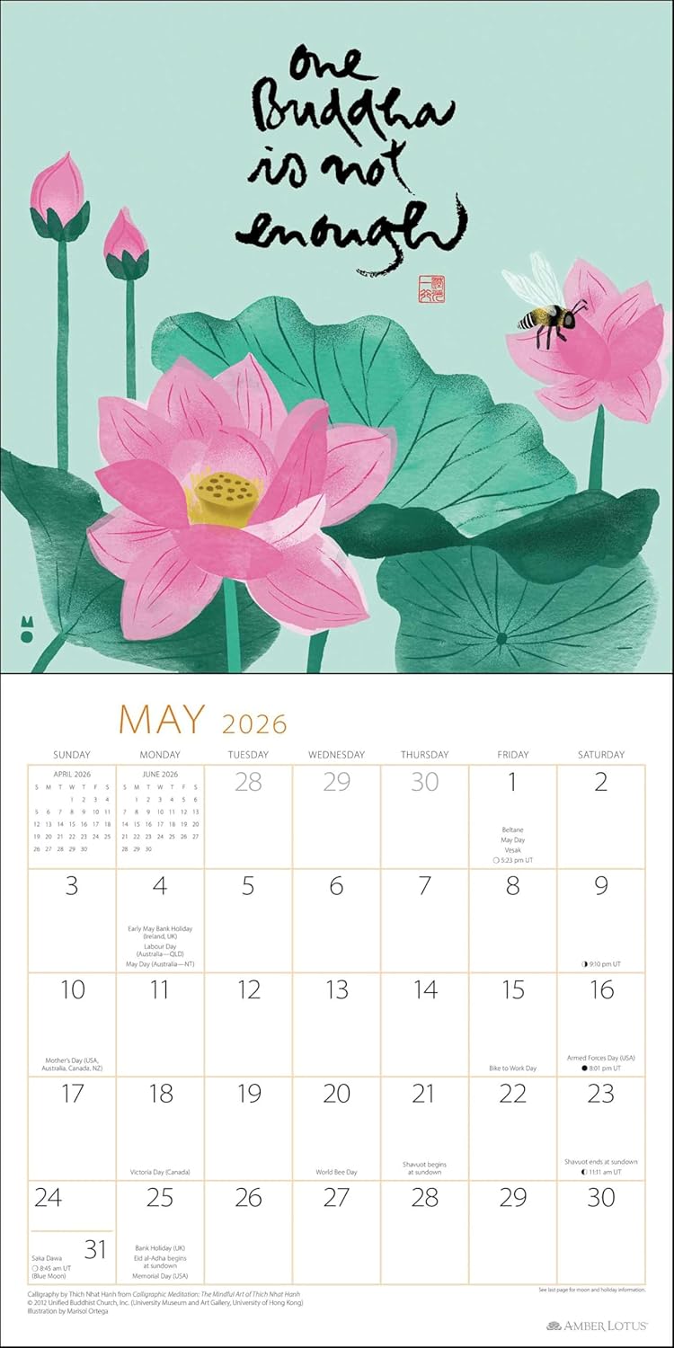 2026 Touching Peace: Thich Nhat Hanh - Square Wall Calendar