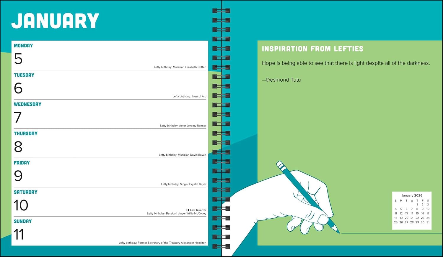 2026 Left-Hander's - Monthly & Weekly Diary/Planner