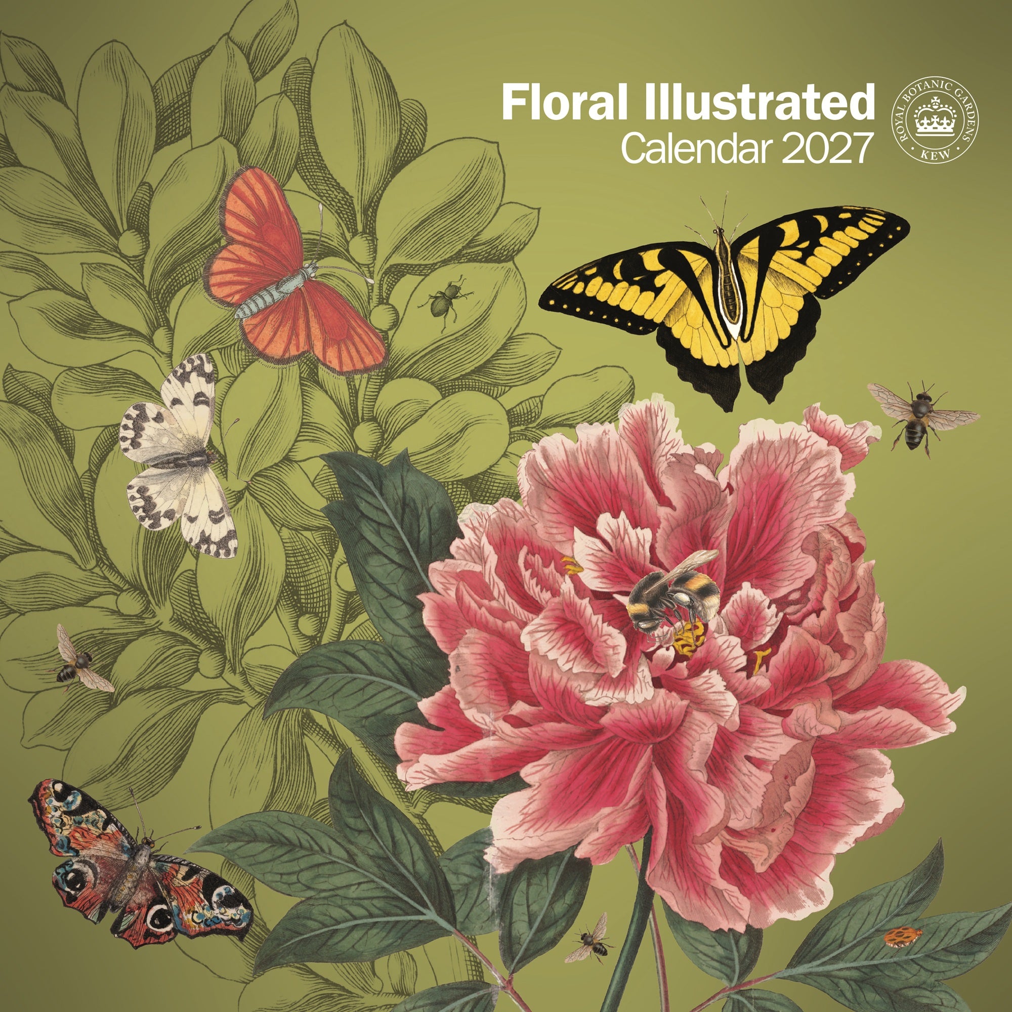 2027 Royal Botanic Gardens Kew Floral Illustrated - Square Wall Calendar