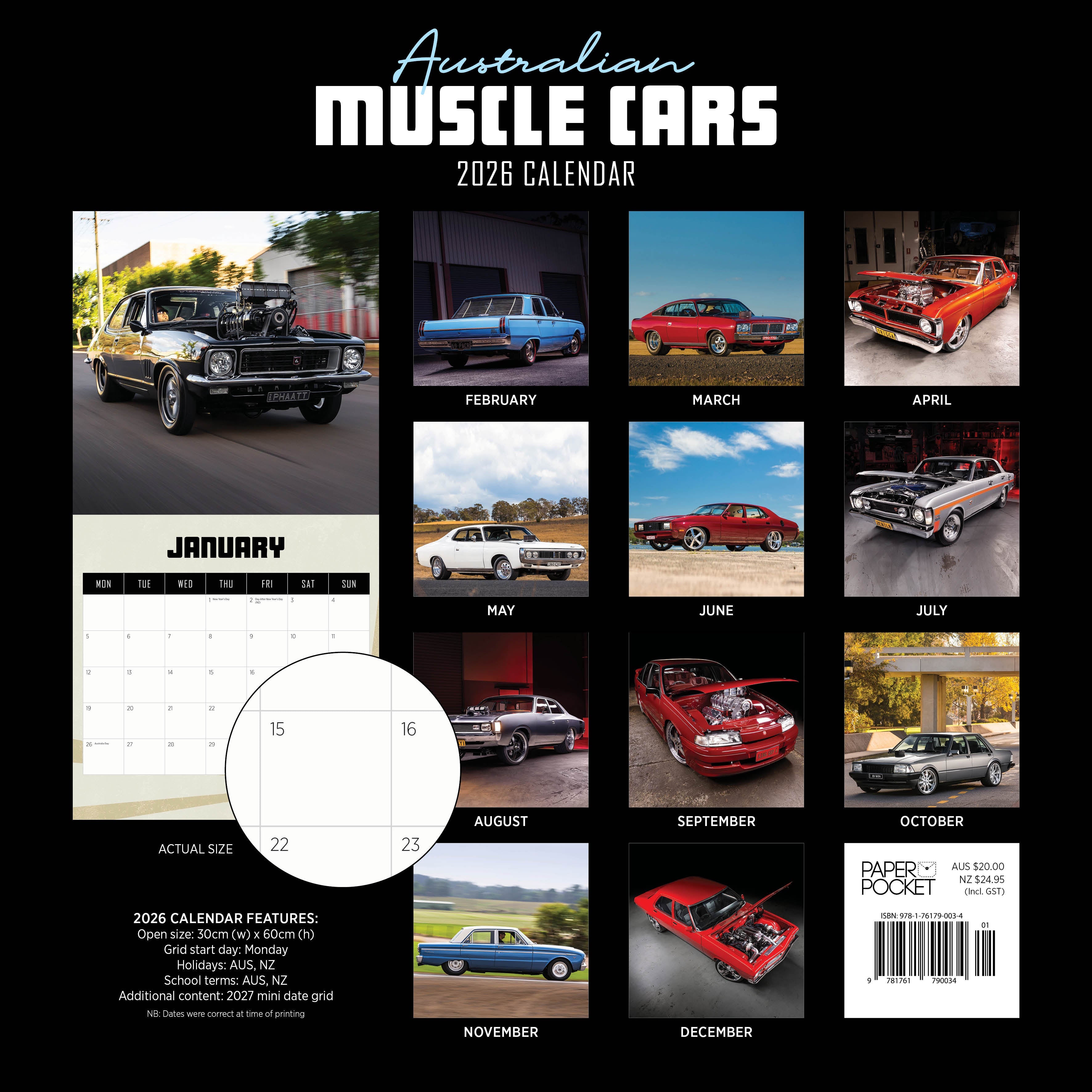 2026 Australian Muscle Cars - Square Wall Calendar