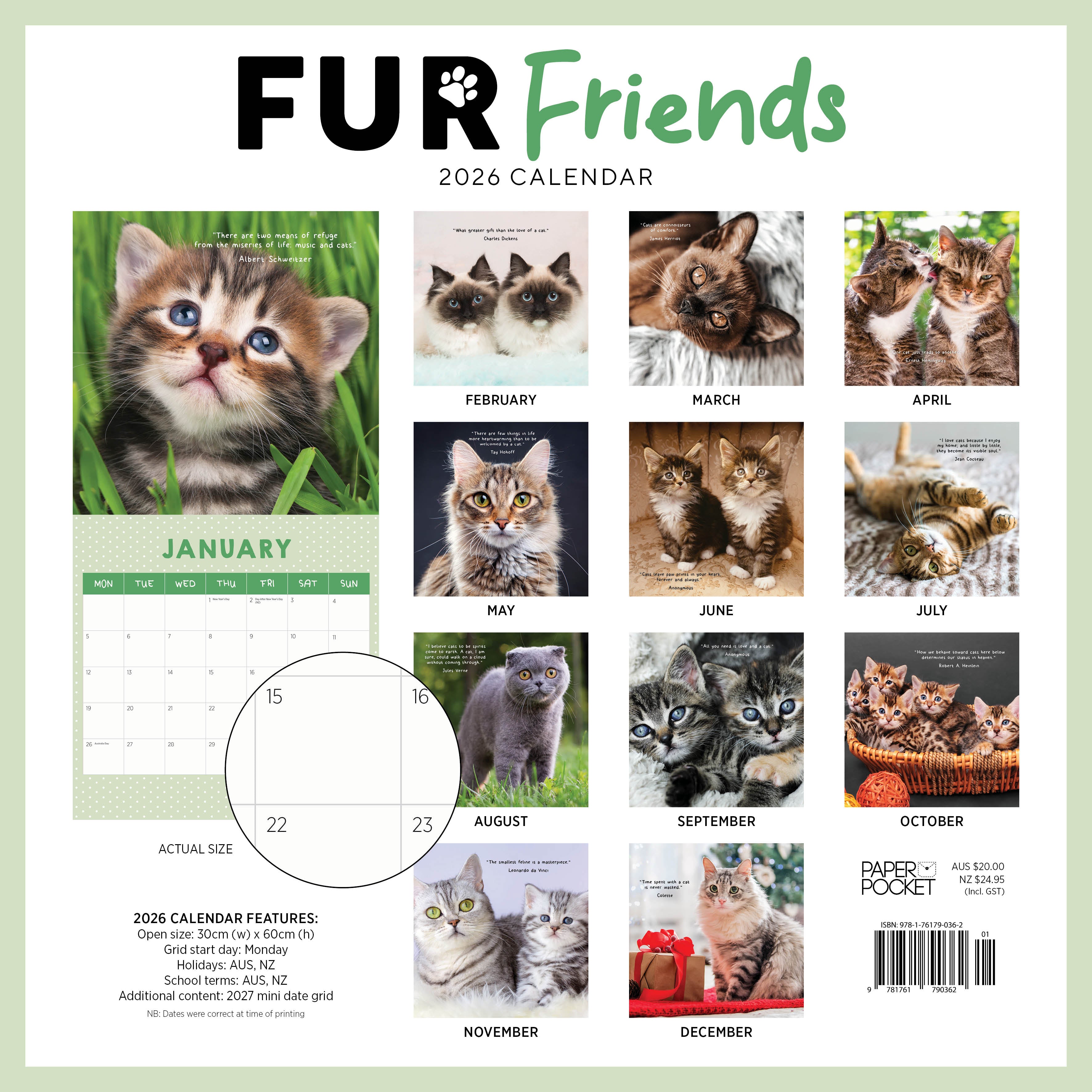 2026 Fur Friends - Square Wall Calendar