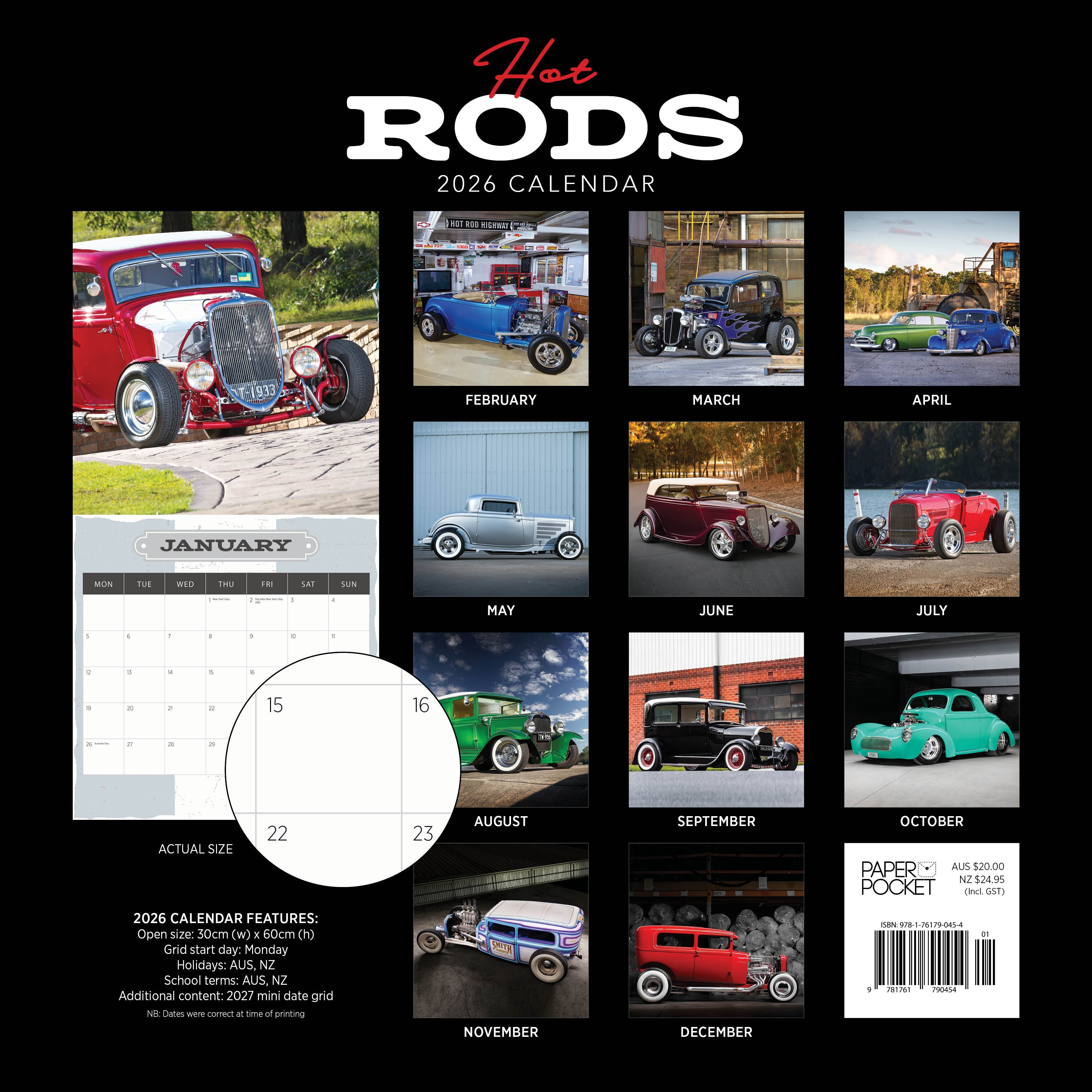 2026 Hot Rods - Square Wall Calendar