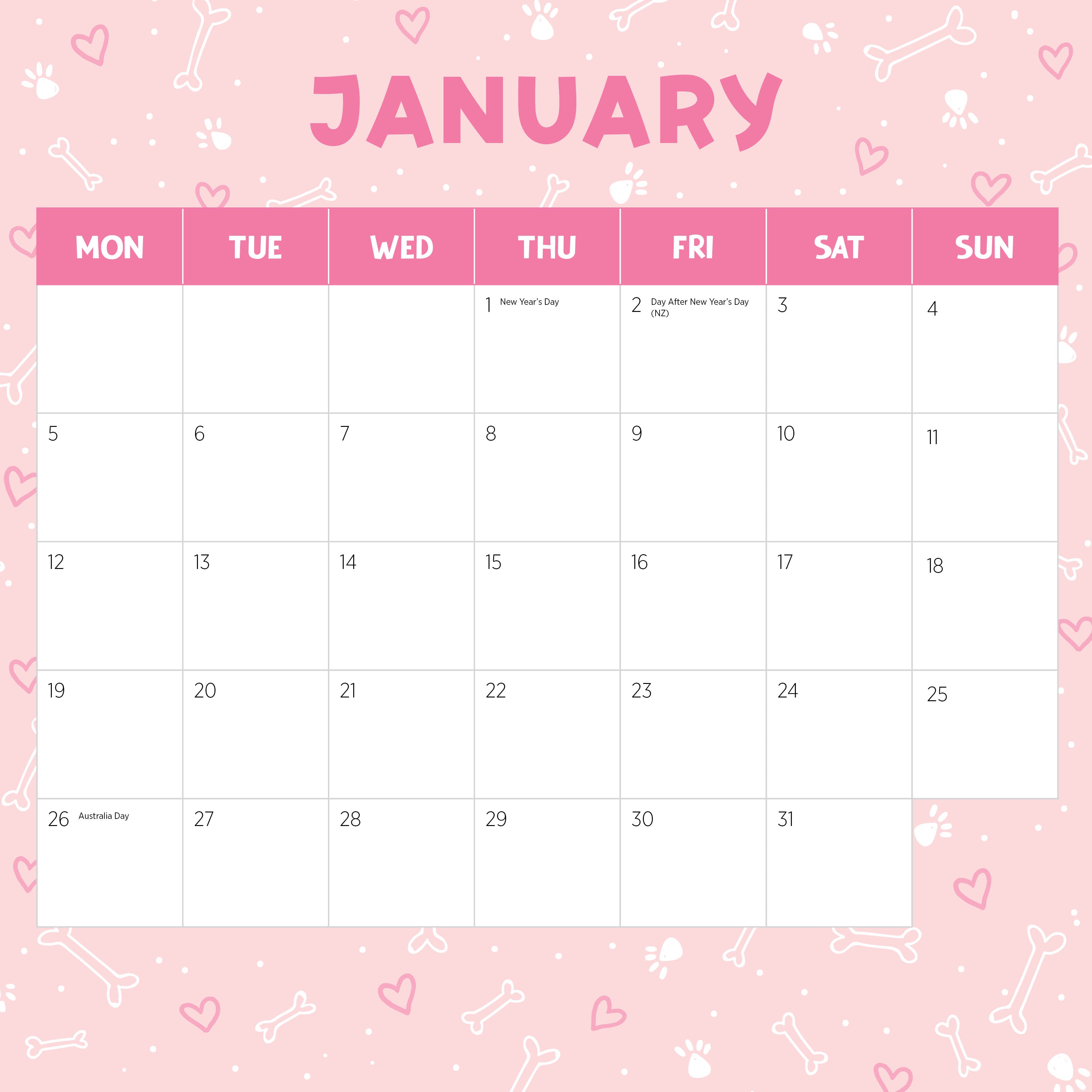 2026 Hunks and Hounds - Square Wall Calendar