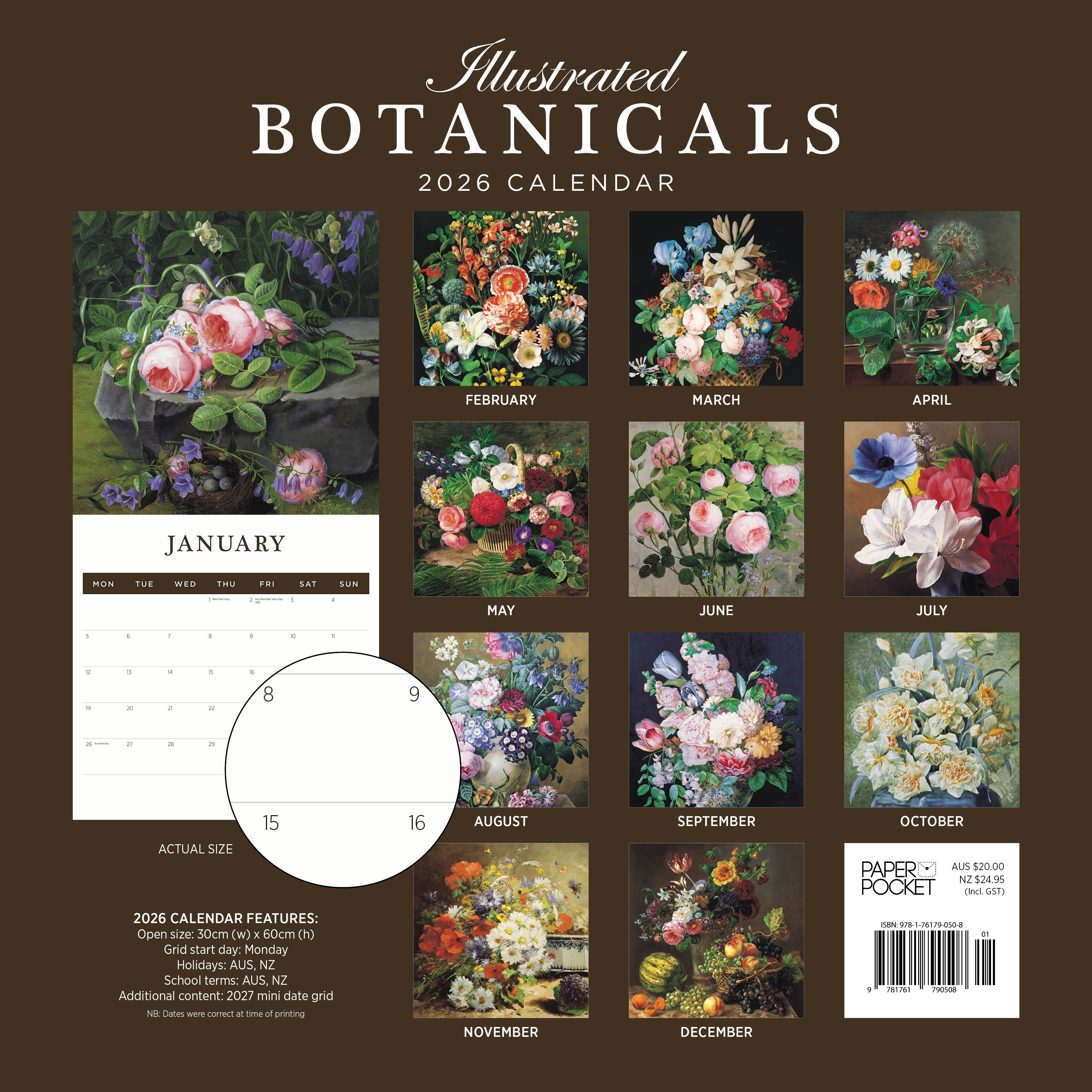 2026 Illustrated Botanicals - Square Wall Calendar