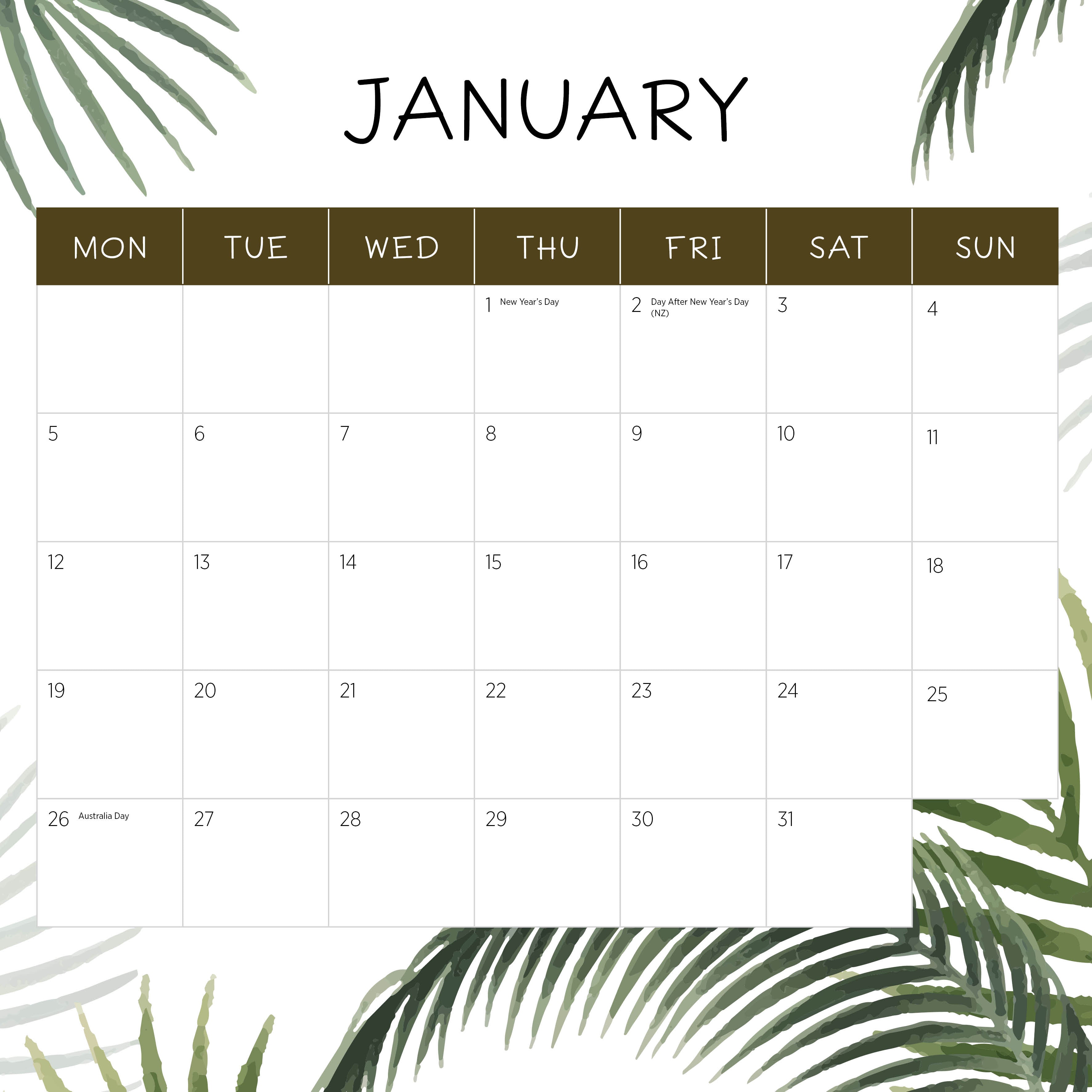 2026 Island Life - Square Wall Calendar