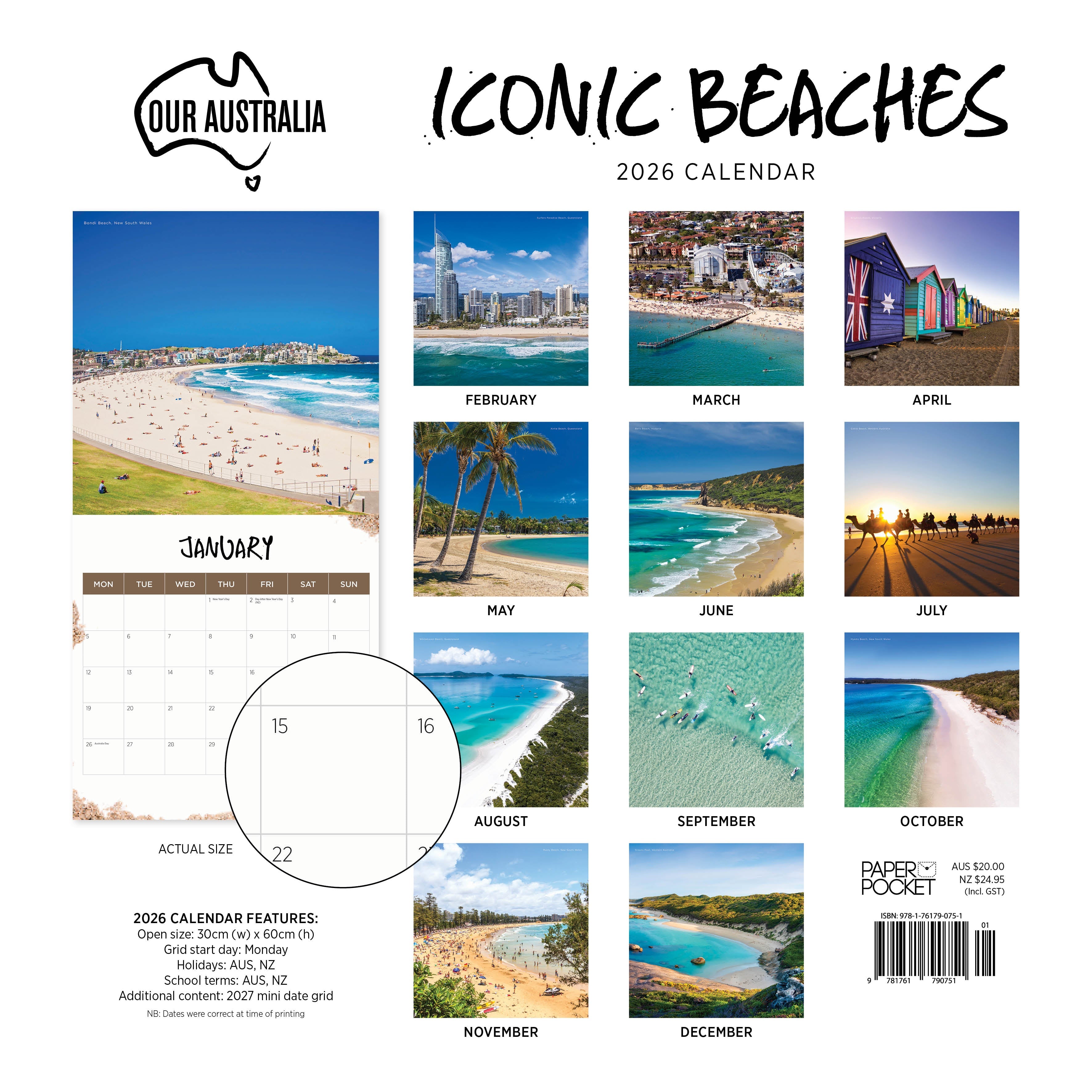 2026 Our Australia Iconic Beaches - Square Wall Calendar